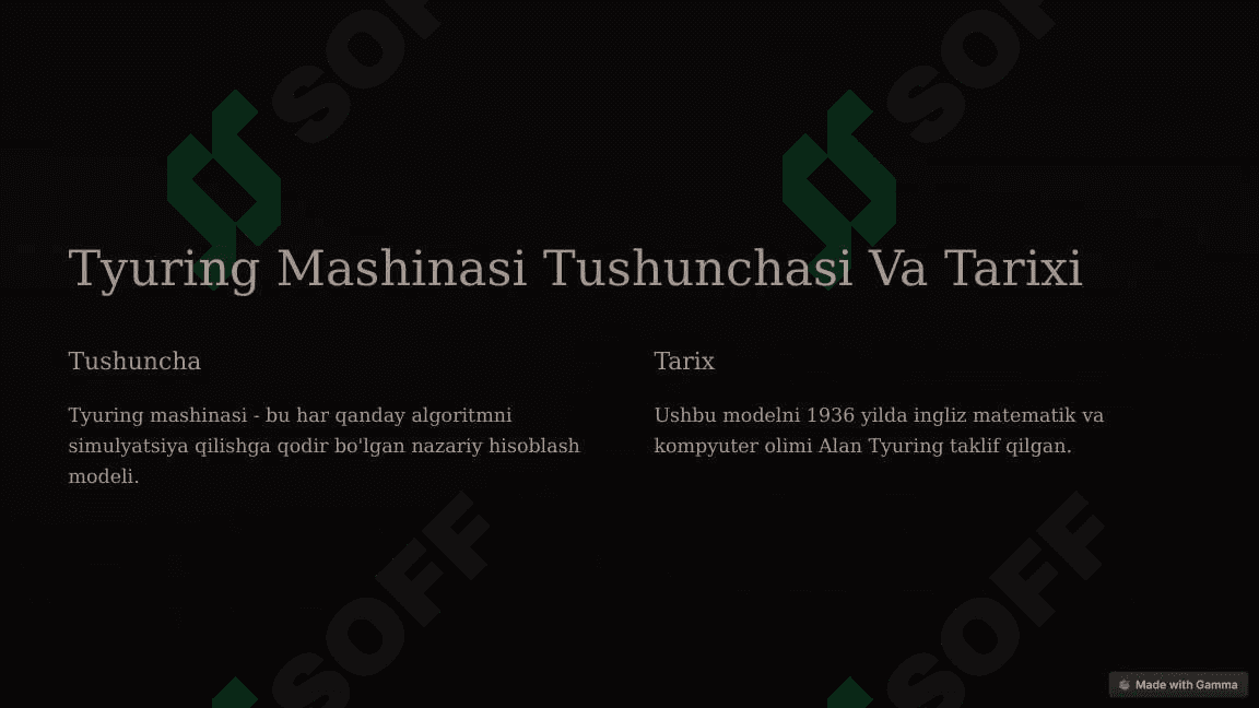 Tyuring mashinasi uchun dasturlash. 4