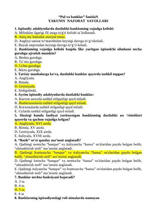 pul va banklar yakuniy nazorat nnnnnnbbbb... .docx Yuklandi 28 KB