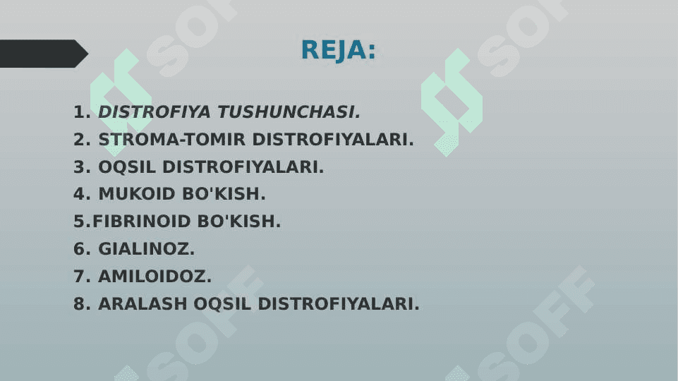 Stroma - tomir va aralash distrofiyalar, turlari va patogenetik mexanizmlari. 2