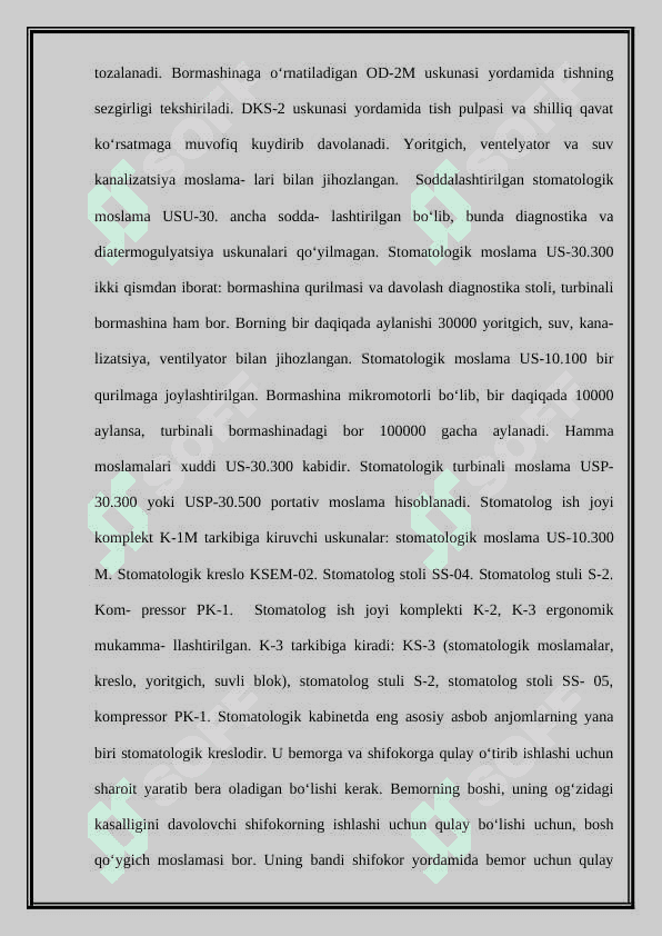 Terapevtik stomatologiya xonasining jihozlanishi 6