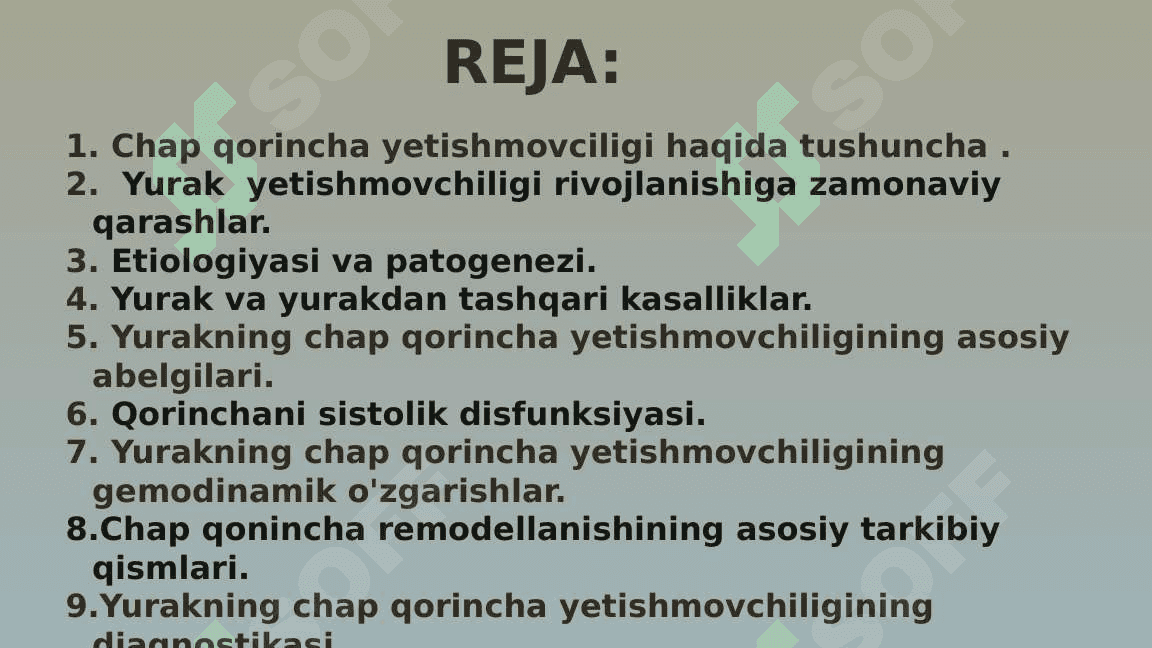 Yurakning chap qorincha yetishmovchiligining gemodinamikasi. 2