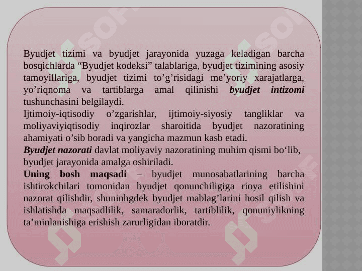 Byudjetni tuzish va ijro etish jarayonini nazorat qilish 3