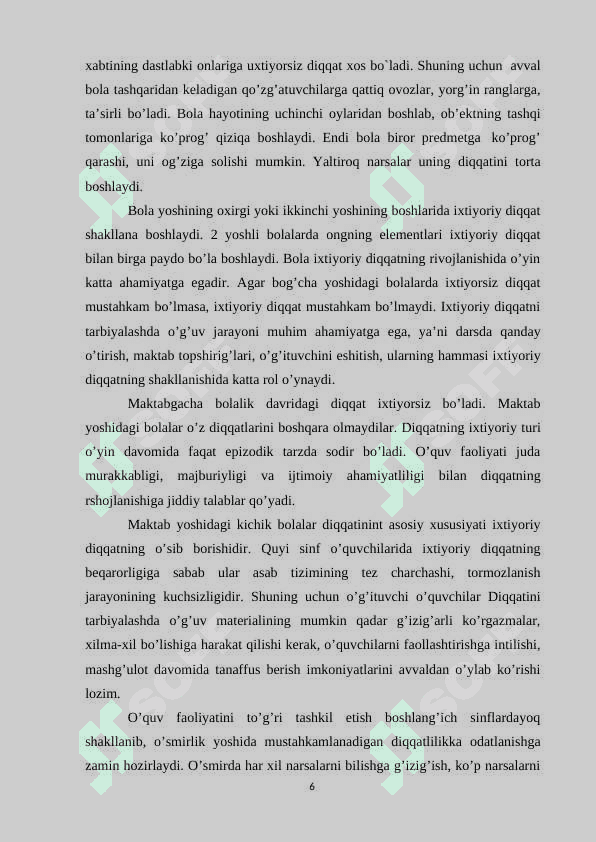 Diqqatning  rivojlanishi 6