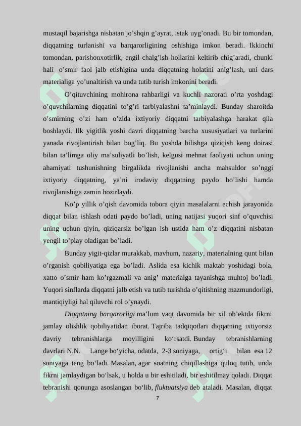 Diqqatning  rivojlanishi 7
