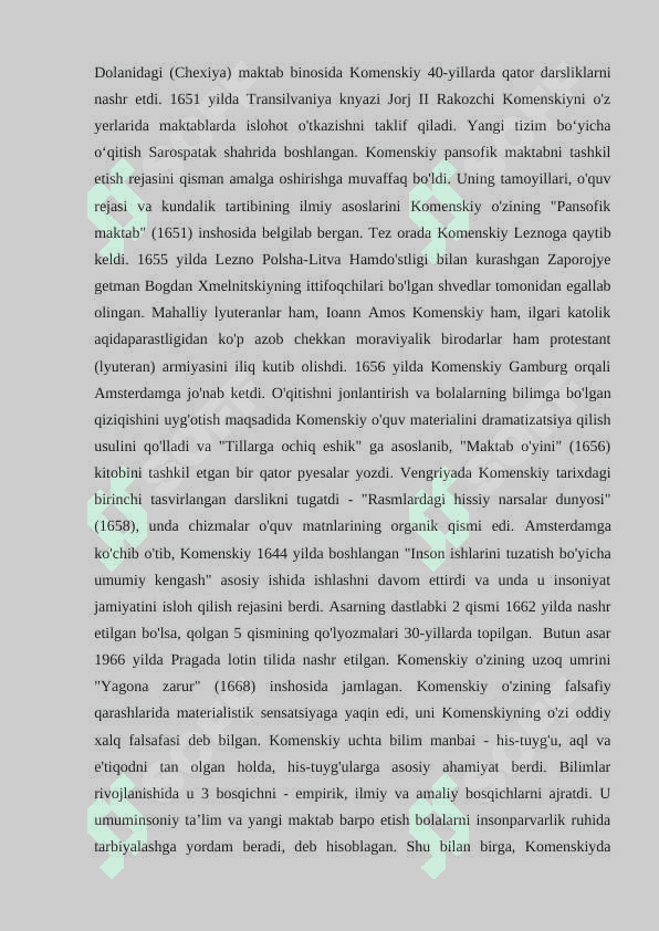 Y.A.Komenskiyning hayot yo'li va ijodi 2