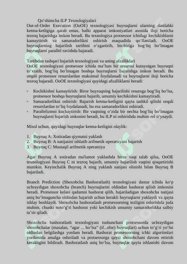 Buyruqlar sathida paralellashtirish. 4