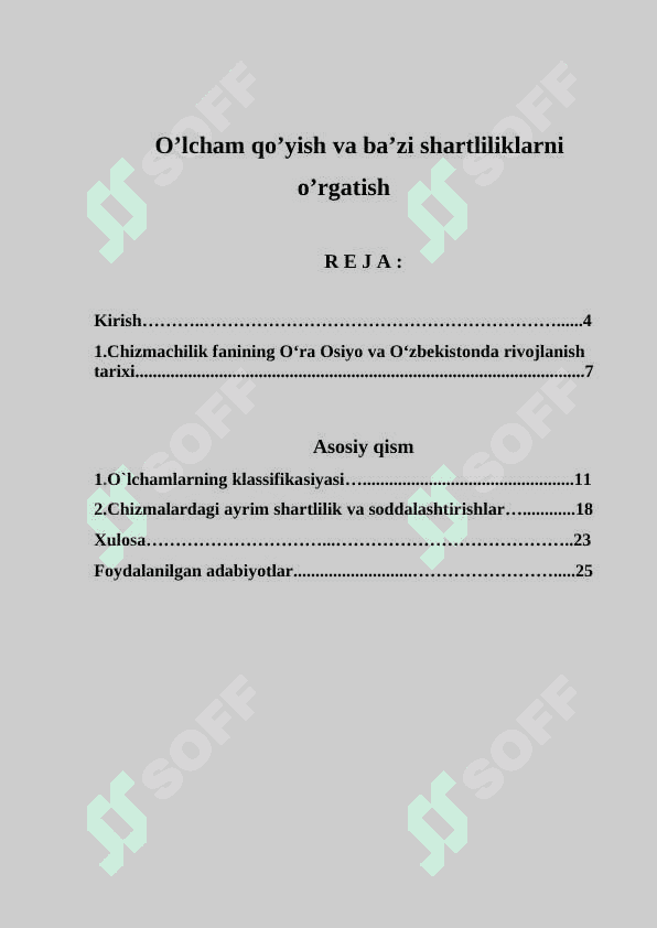 O’lcham qo’yish va ba’zi shartliliklarni   o’rgatish 2