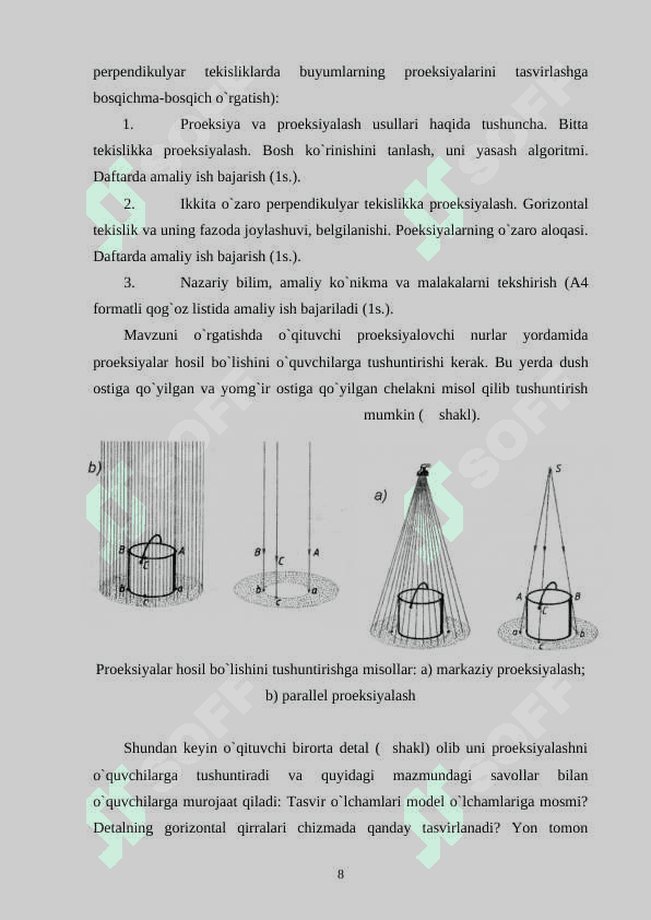 To`g`ri burchakli prоеksiyalash mеtоdini o`rgatish usullari 8