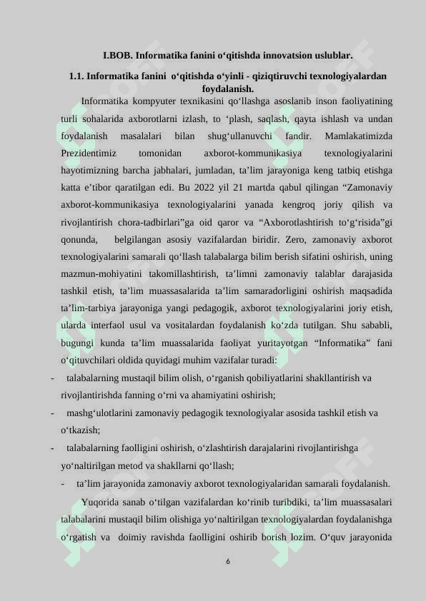 INFORMATIKA FANINI O‘QITISHDA INNOVATSION TA’LIM 6
