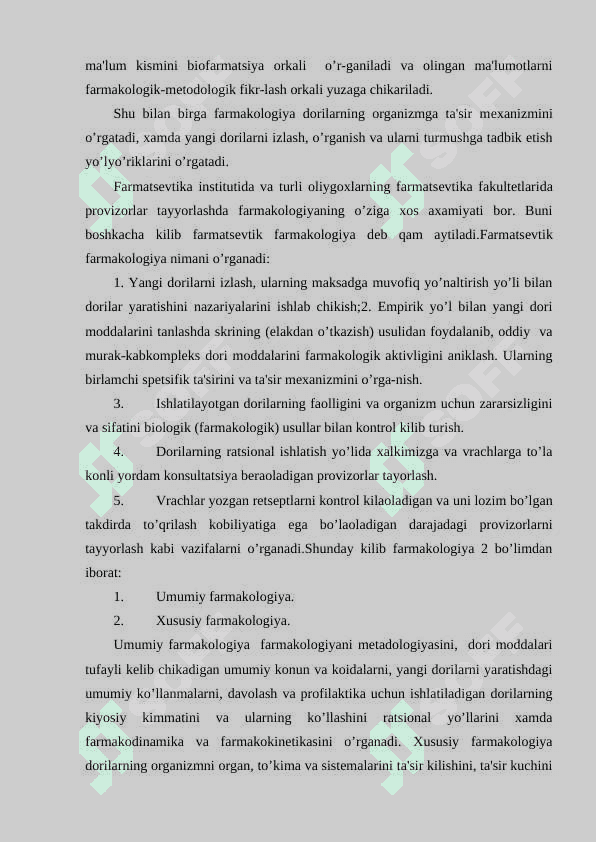 Dori mahsulotlariga qo’yilgan asosiy talablar 7