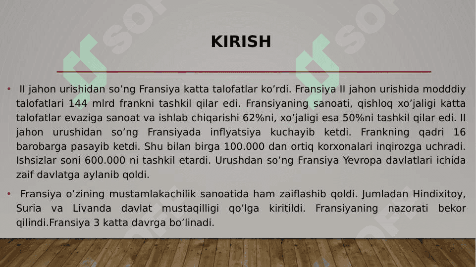 Fransiya 2-jahon urushidan keyingi yillarda. 3