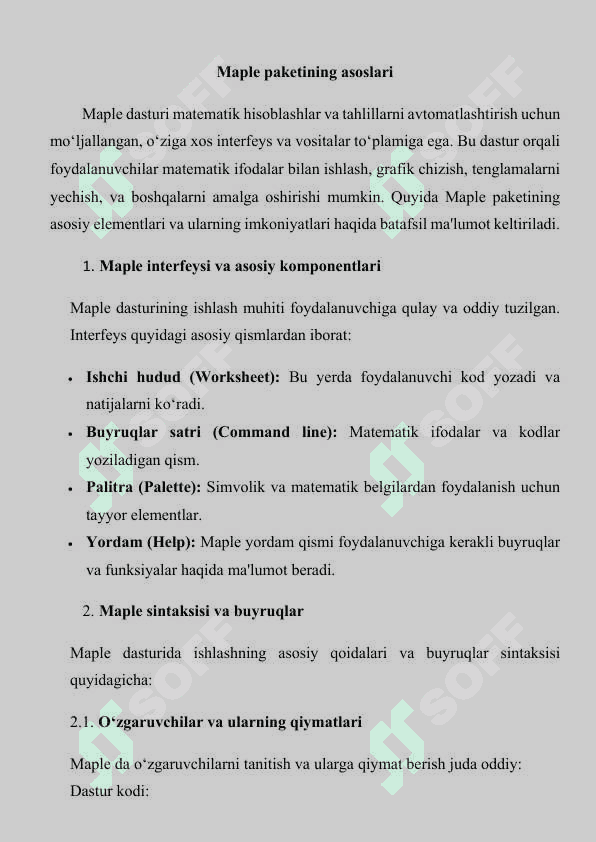Maple amaliy paketining matematik masalalarni yechishda tatbiq qilinishi 3