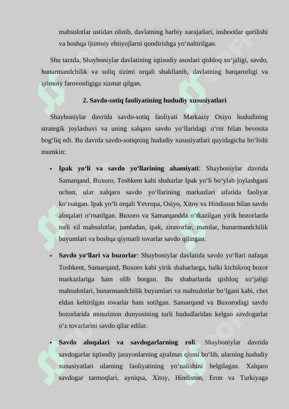 Shayboniylar davrida savdo-sotiq va soliq tizimi 5
