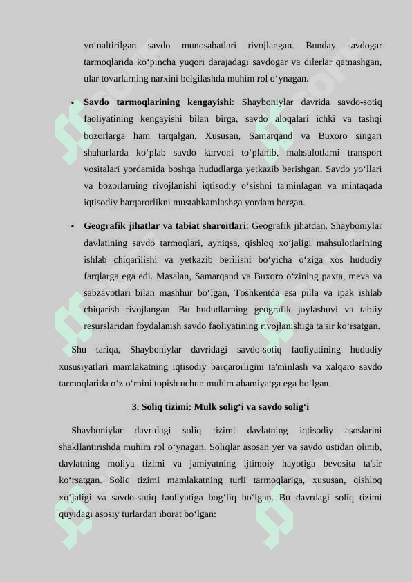 Shayboniylar davrida savdo-sotiq va soliq tizimi 6
