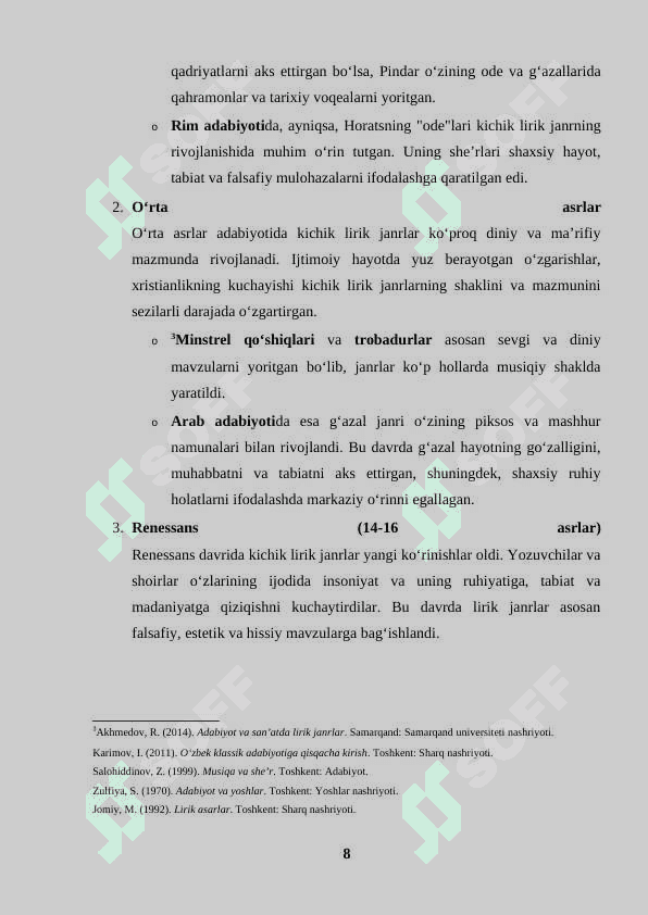 Kichik lirik janrlar tavsifi 8