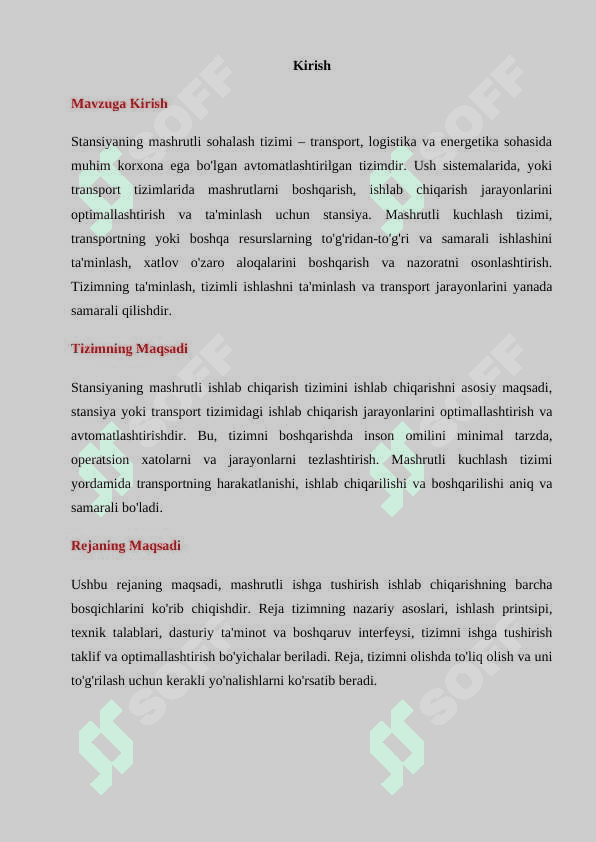 Stansiyaning mashurutliquluflashEM tizimini ishlab chiqarish 2