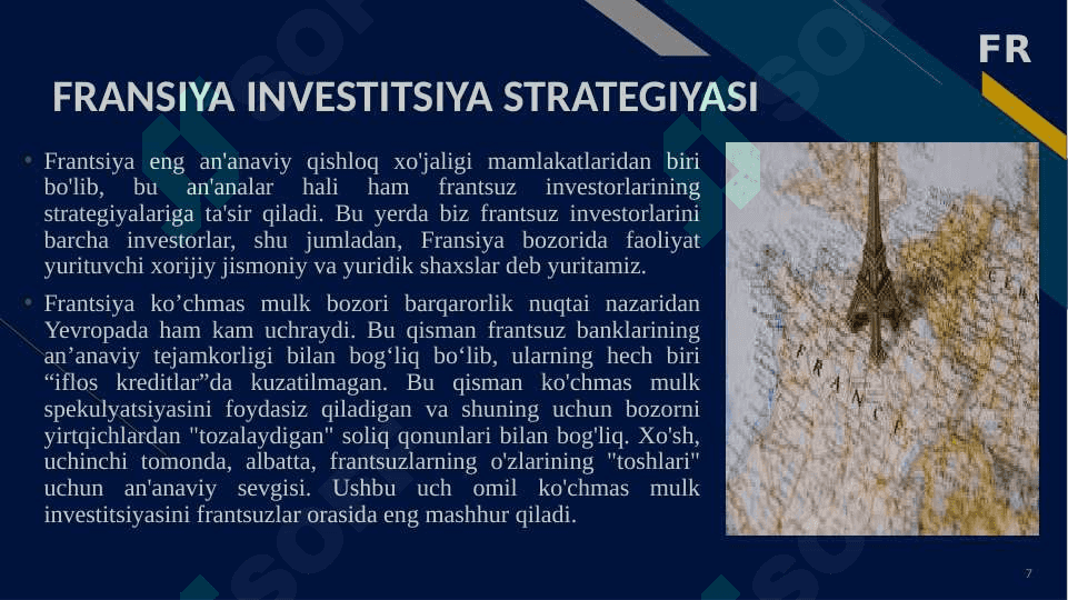 Fransiya va O’zbkistonning  investitsion siyosati 7
