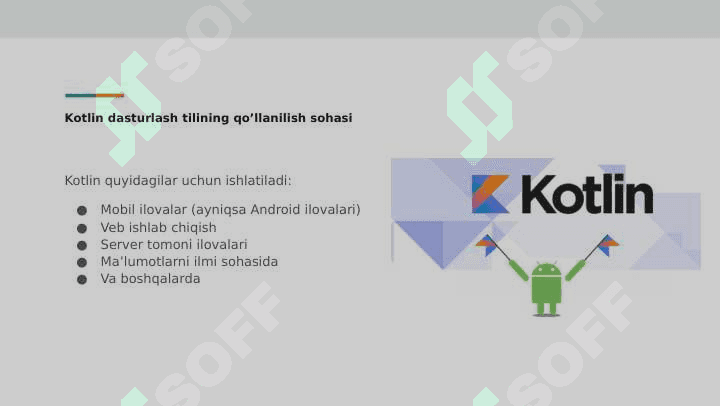 JAVA VA KOTLIN DASTURLASH TILLARIDA ILOVALAR ISHLAB CHIQISH. KOTLIN TILI 4