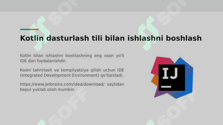 JAVA VA KOTLIN DASTURLASH TILLARIDA ILOVALAR ISHLAB CHIQISH. KOTLIN TILI 5