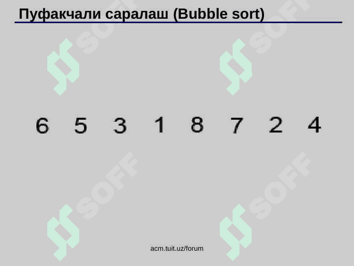 Cаралаш алгоритмлари. Саралаш ва унинг синфлари Хусусиятлари. 8