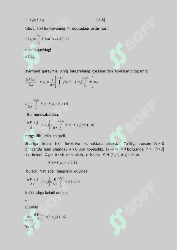 Aniq integralni hisoblash qoidalari 6