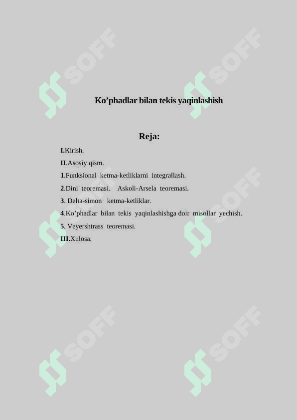 Ko’phadlar bilan tekis yaqinlashish 2