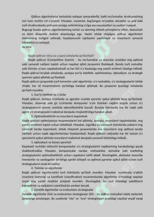 Qidiruv Algoritmlari Asosida Raqib Qidiruvini Ishlab Chiqish 2
