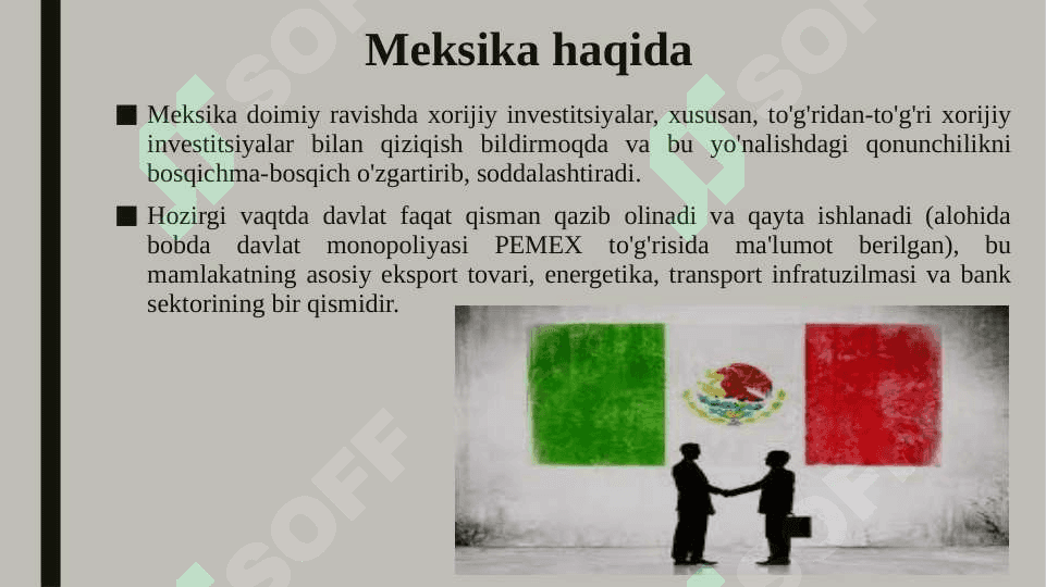 Meksika va o’zbekistonning investitsiya siyosati 3