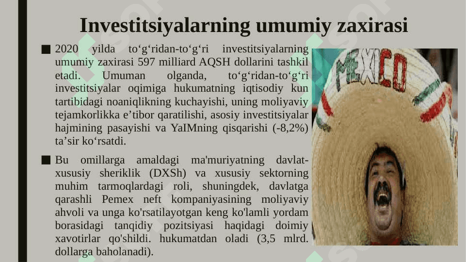 Meksika va o’zbekistonning investitsiya siyosati 5