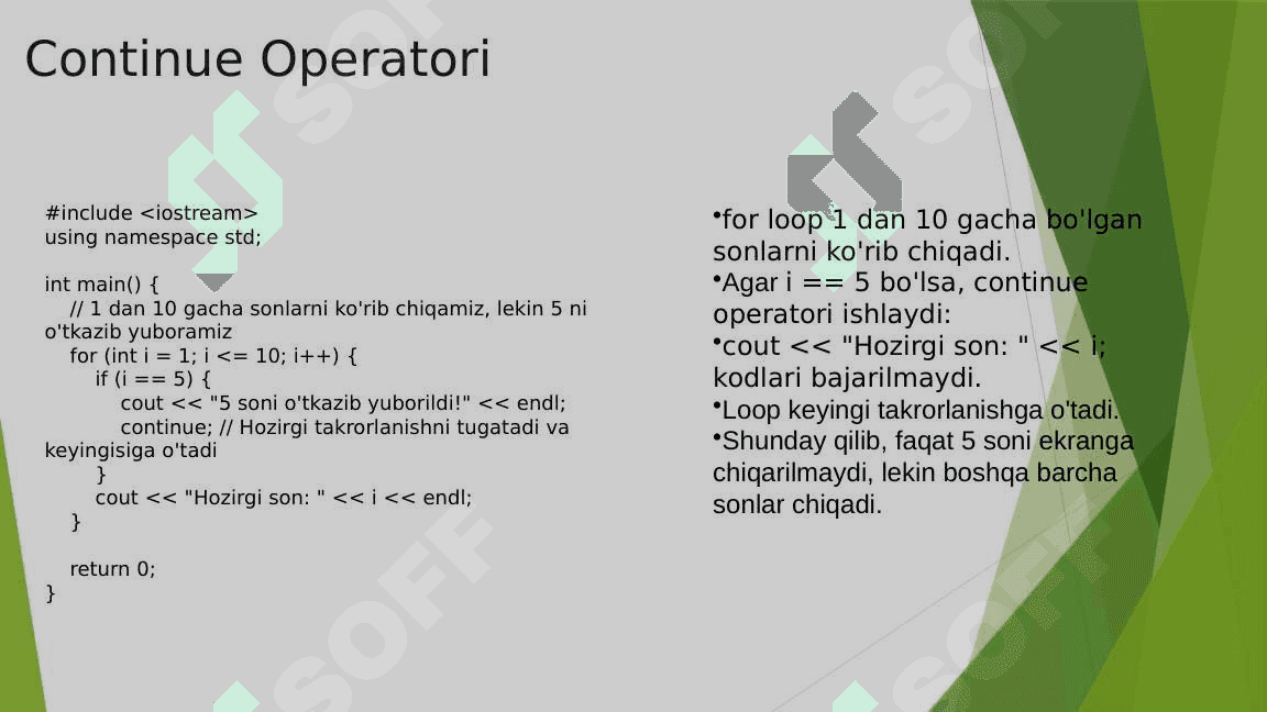 C++ da Break, Continue va For-Each Operatorlari 4
