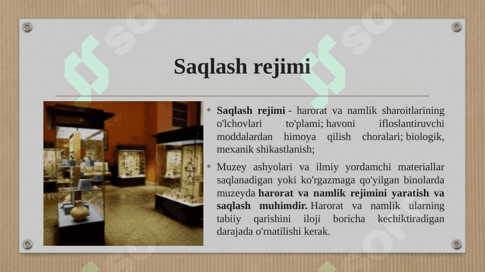 Muzey fondlarini saqlash 6