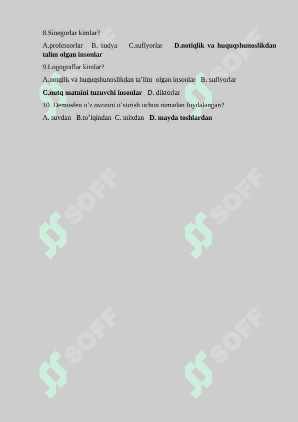 Notiqlik mavzusida test 2