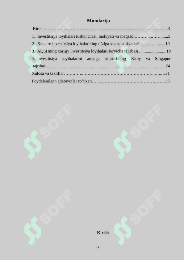 Investitsiya loyihalarida xalqaro tajriba 2