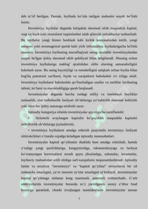 Investitsiya loyihalarida xalqaro tajriba 7