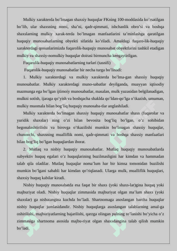 Fuqarolik-huquqiy munosabatlar mohiyati  24 8