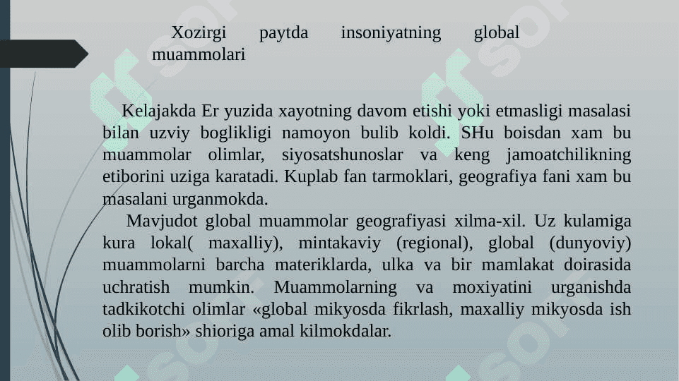 Global muammolarning mezonlari va darajalari 3