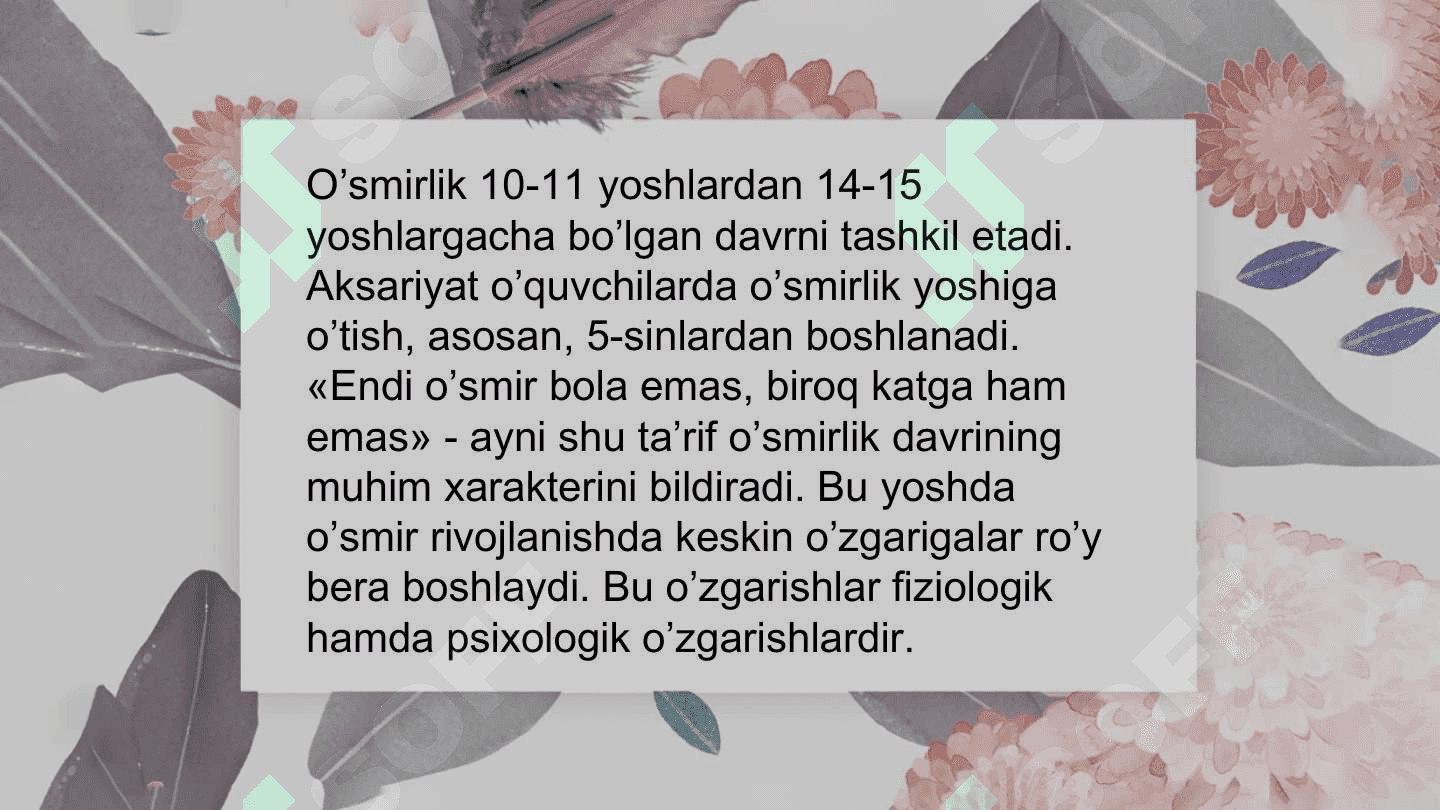 O‘smirlik davrida psixik rivojlanish 3