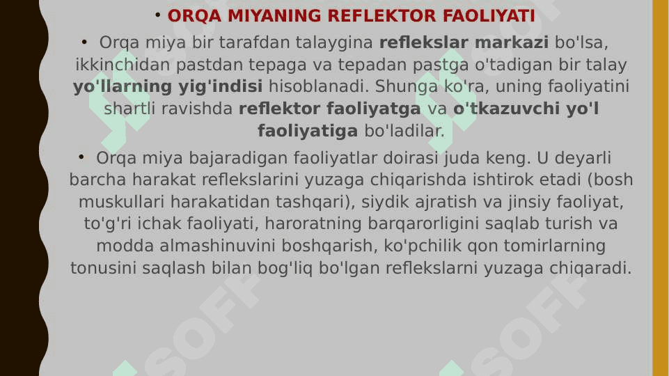 Orqa miyaning reflektor va oʻtkazuvchi yoʻl faoliyati, tekshirish usullari. Uzunchoq miya va oʻrta miya 3