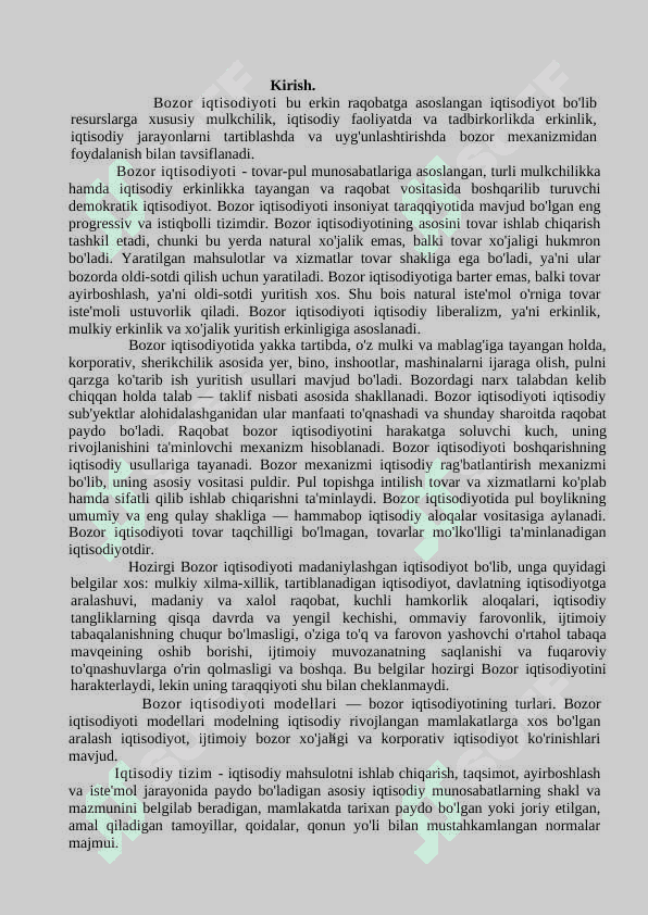 Bozor iqtisodiyotining mohiyati va uning asosiy belgilari 3