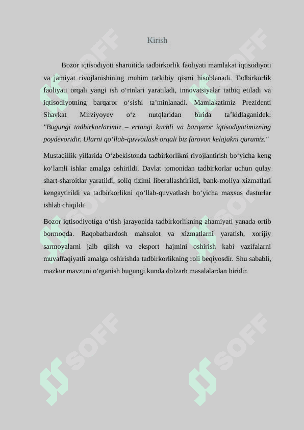 Bozor iqtisodiyotida tadbirkorlik faoliyatining mazmuni, vazifalari va rivojlanish shart-sharoitlari 3