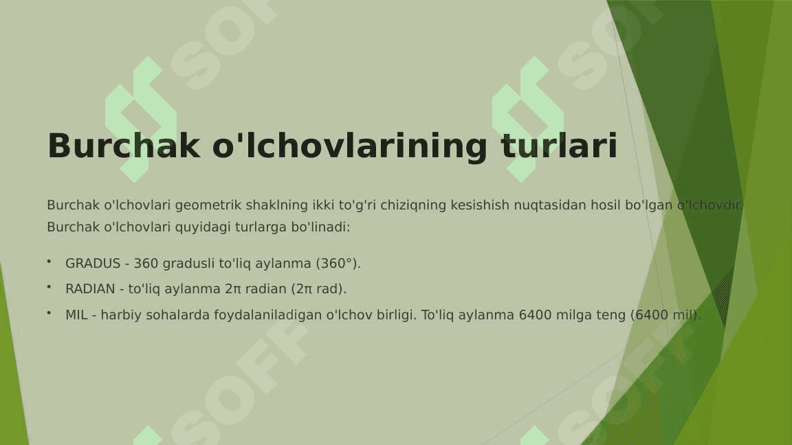 Burchak o'lchovlari haqida 4