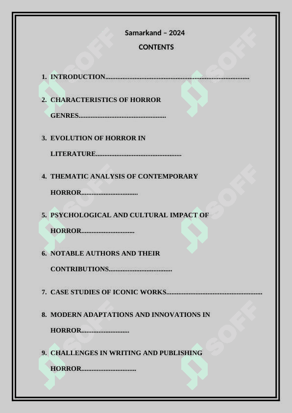 The Use of Horror Genres in Contemporary Fiction 2