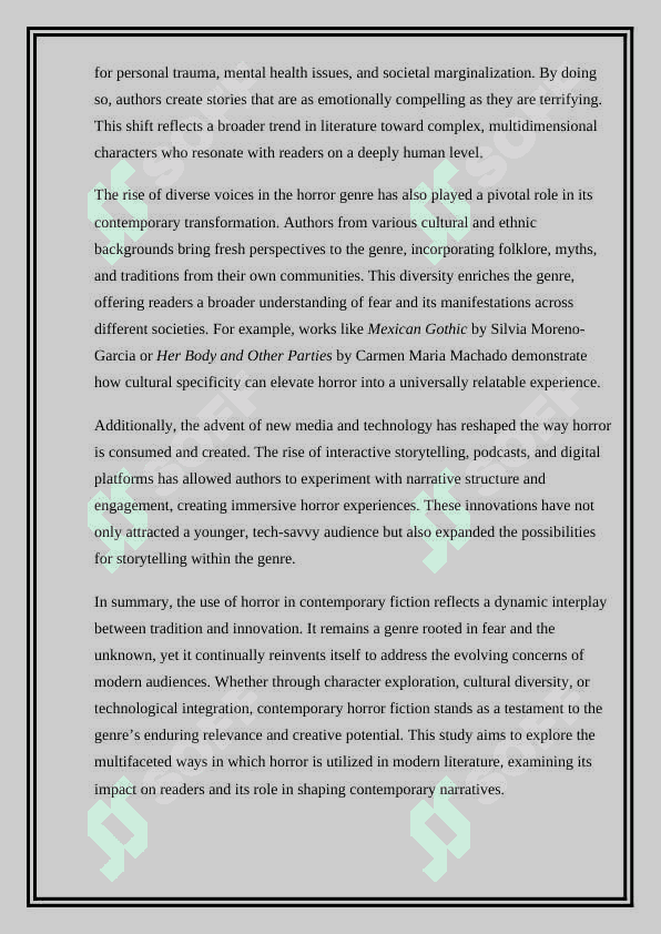 The Use of Horror Genres in Contemporary Fiction 4