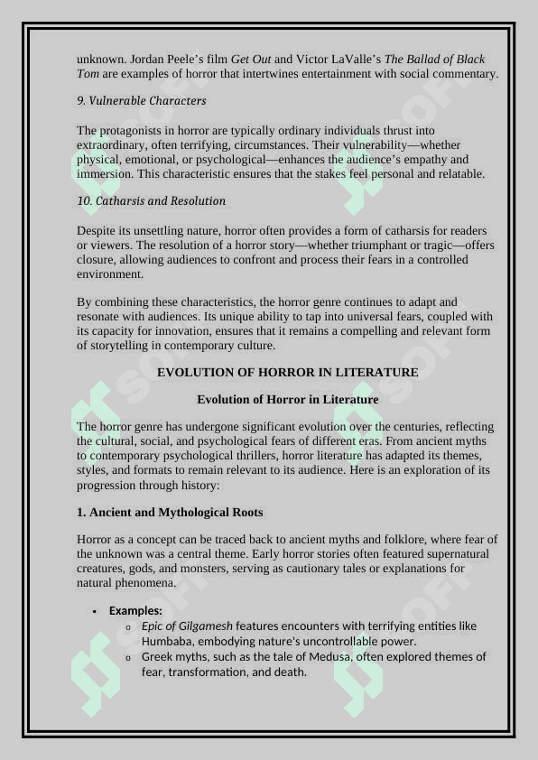 The Use of Horror Genres in Contemporary Fiction 7