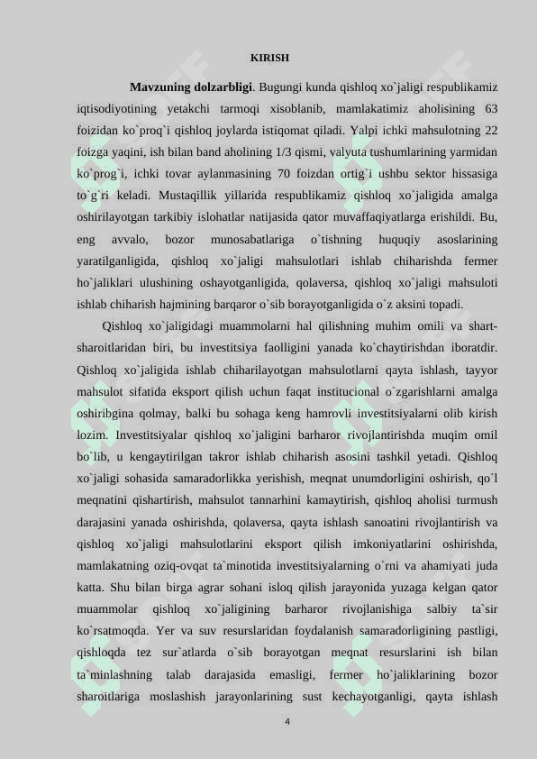 O’zbekistonda qishloq xo’jaligi mahsulotlarini yetishtirishning istiqbolli yo’nalishlari 4