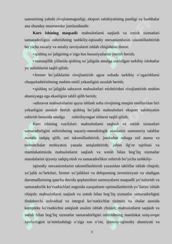 O’zbekistonda qishloq xo’jaligi mahsulotlarini yetishtirishning istiqbolli yo’nalishlari 5