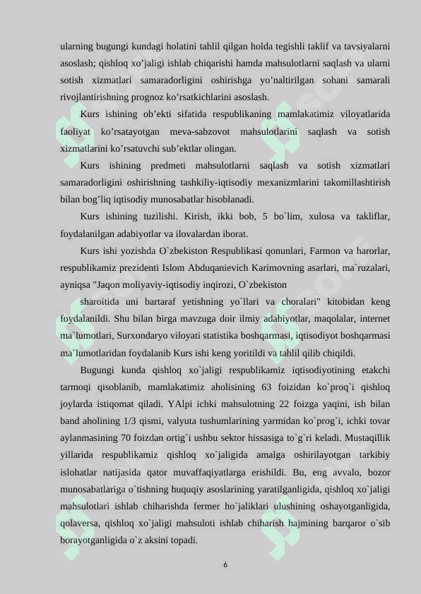 O’zbekistonda qishloq xo’jaligi mahsulotlarini yetishtirishning istiqbolli yo’nalishlari 6