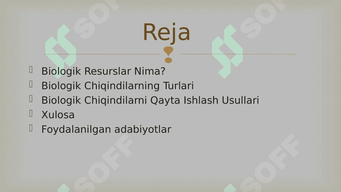 Biologik resurslar chiqindilar muammosi 2