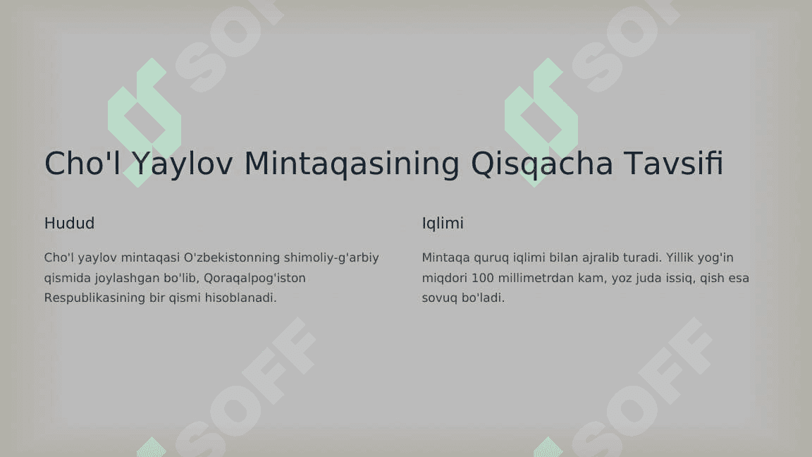Cho’l yaylov mintaqasida Ekologik ekspertiza 4
