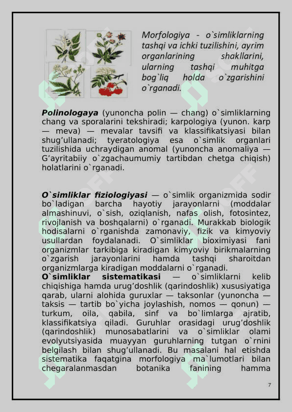 Flora va taksonomiya fanining rivojlanishida olimlarning hissasi. 7